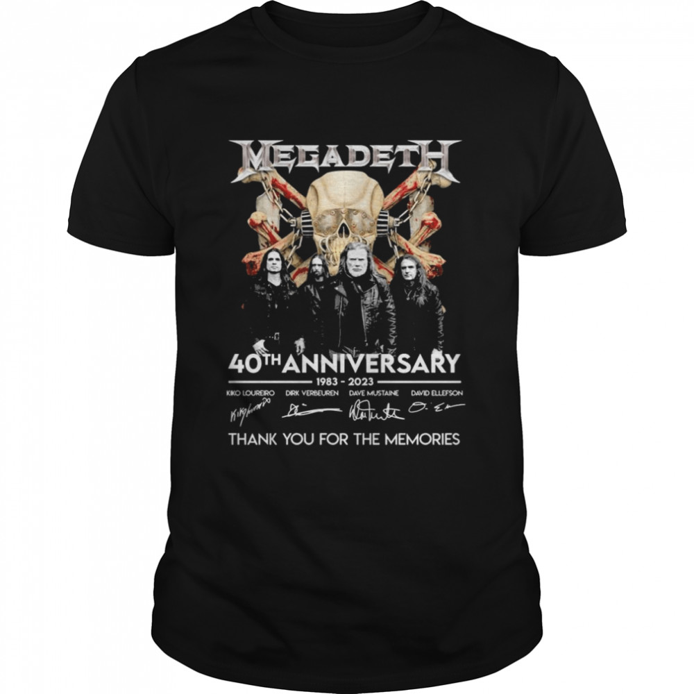 Megadeth 40Th Anniversary 1983-2023 Signatures Thank You For The Memories Shirt