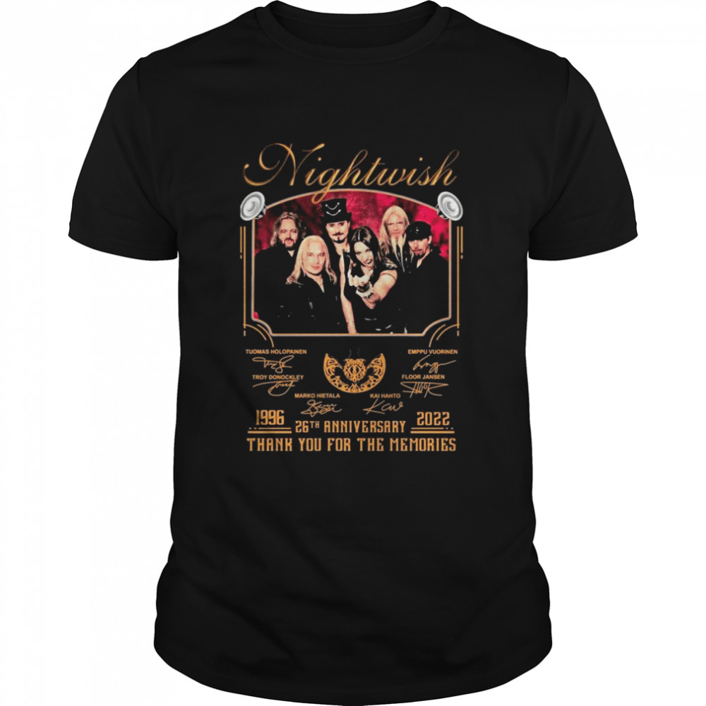 Nightwish 26Th Anniversary 1996-2022 Signatures Thank You For The Memories Shirt