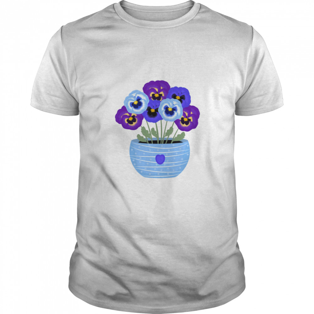 Blue And Violet Pansies In A Pot Classic T-Shirt