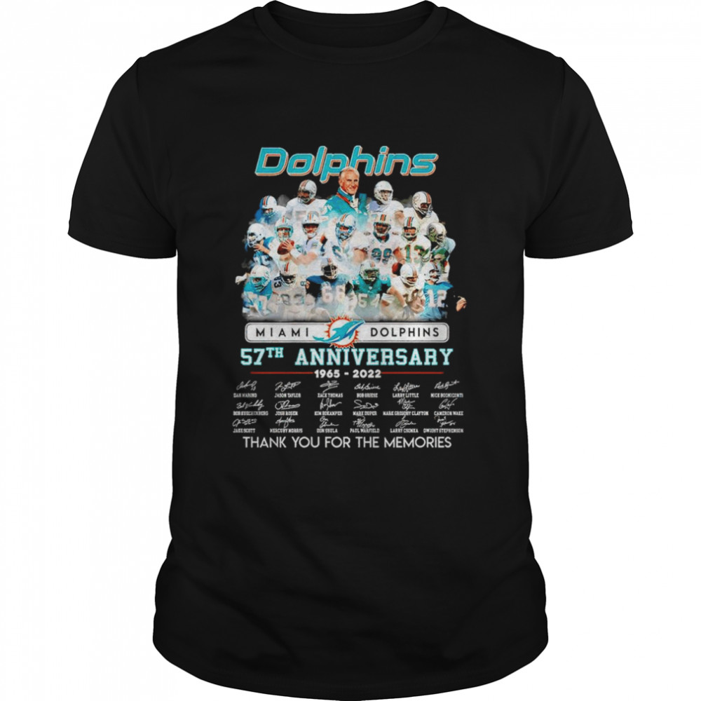 Dolphins Miami Dolphins 57th anniversary 1965 2022 thank you for the memories shirt