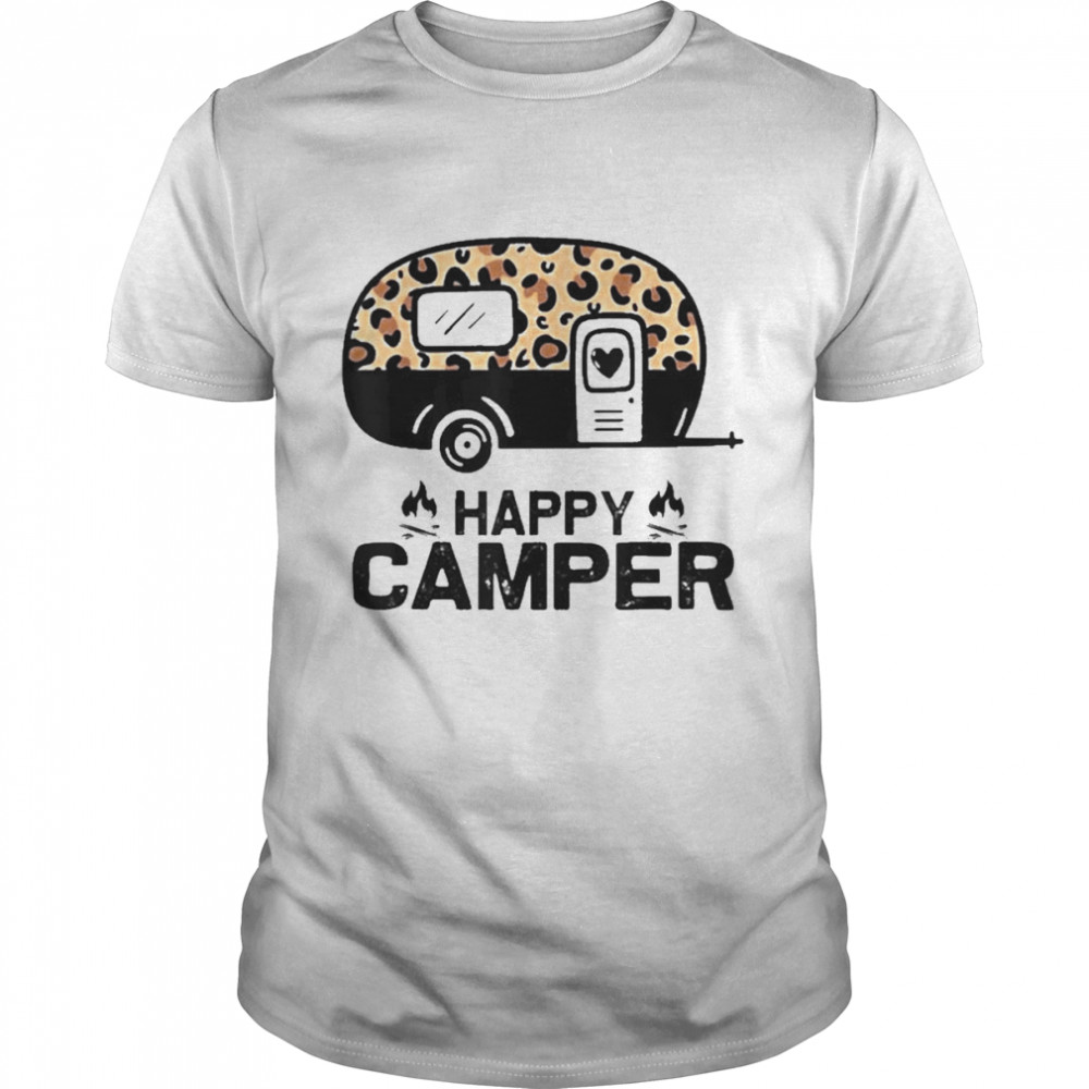happy Camper Leopard Matching Camping Crew Shirt