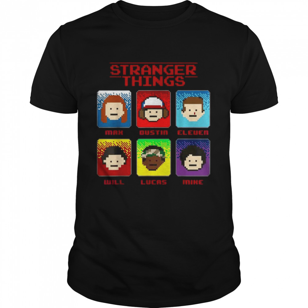 Netflix Stranger Things Group Shot 8-Bit Box Up Shirts