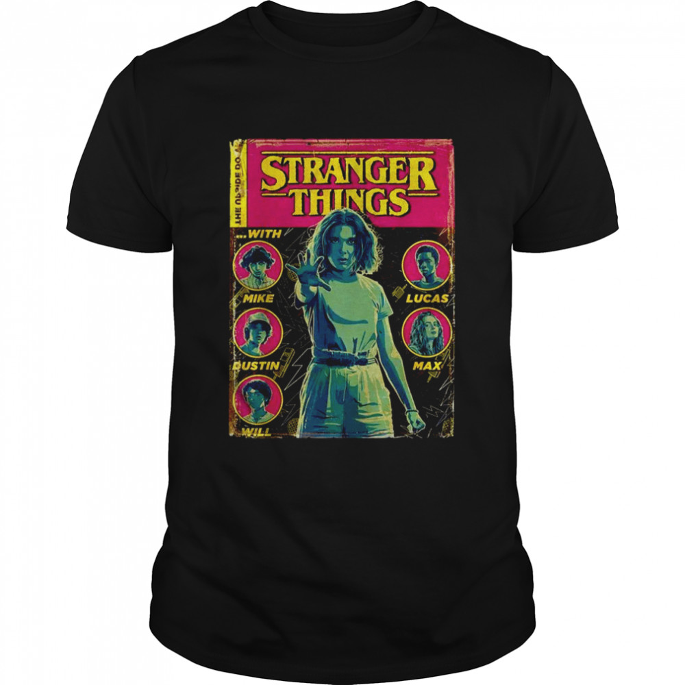 Netflix Stranger Things Group Shot Comic Cover Shirts