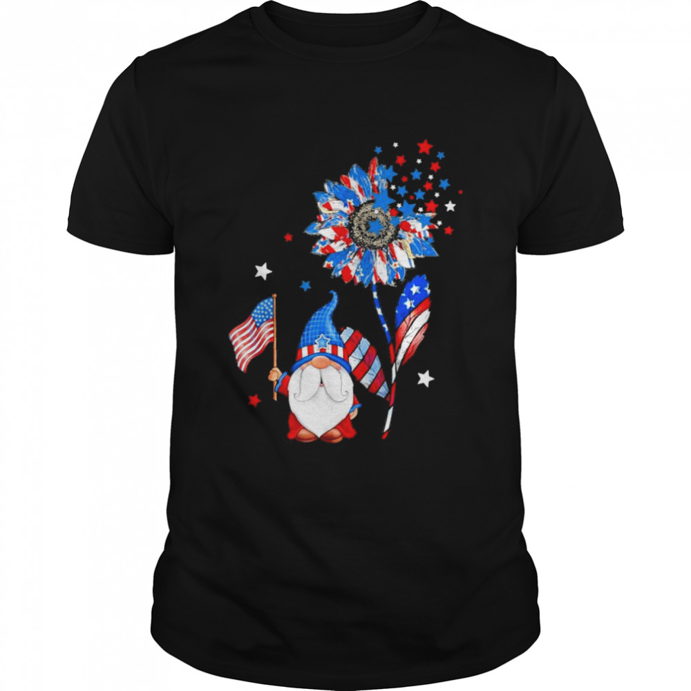 4th of July Gnomes Patriotic American Flag Sunflower  Classic Men's T-shirt