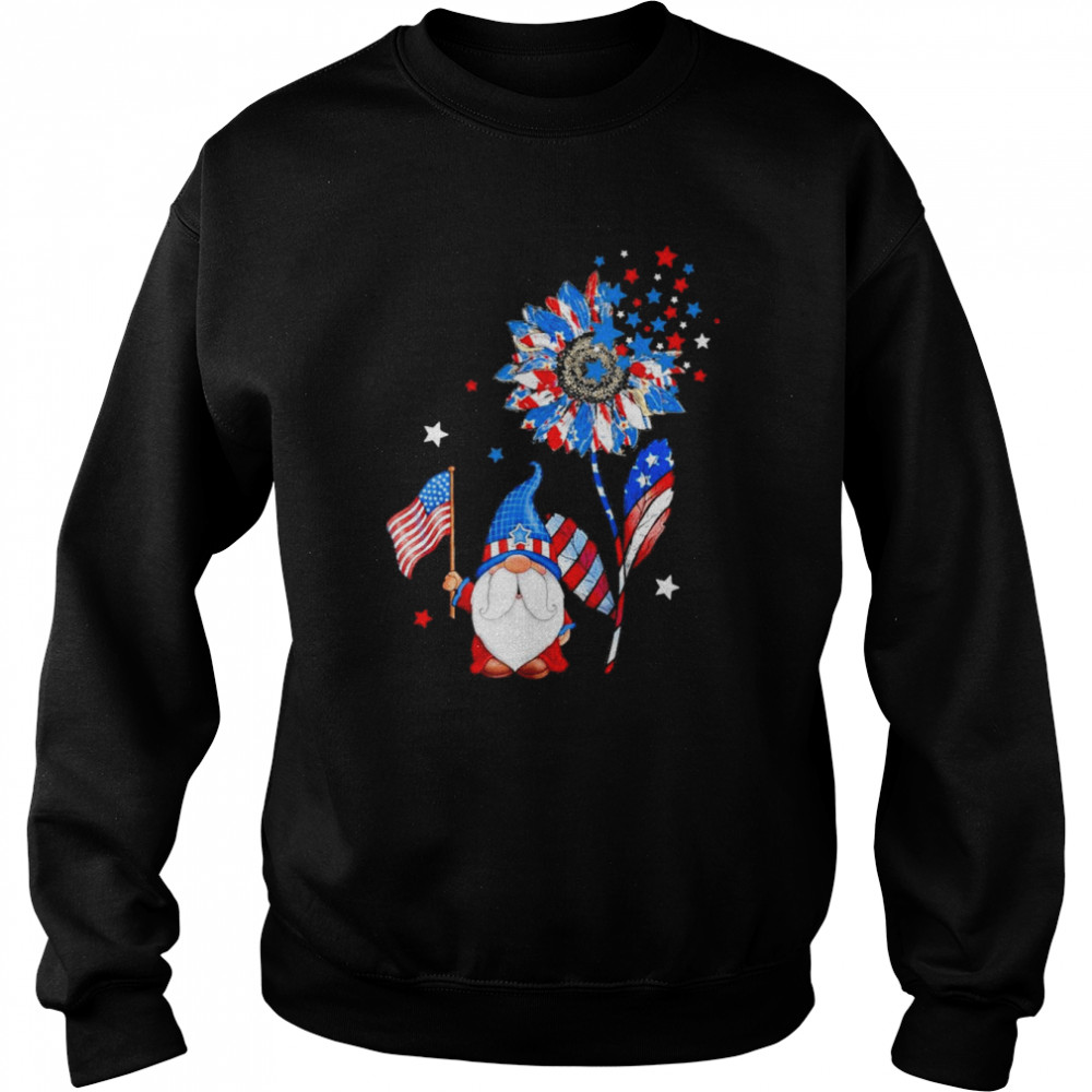 4th of July Gnomes Patriotic American Flag Sunflower  Unisex Sweatshirt