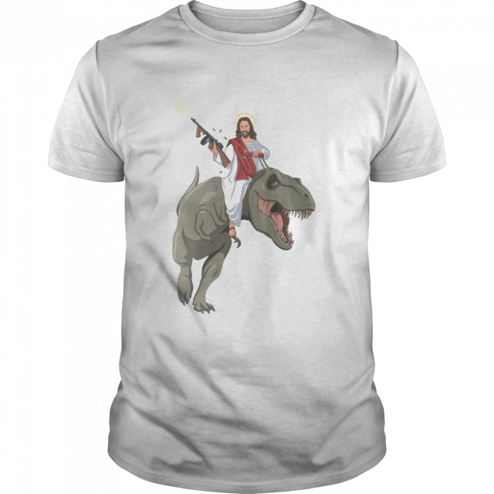 Jesus Riding a T-Rex Dinosaur Funny T- Classic Men's T-shirt