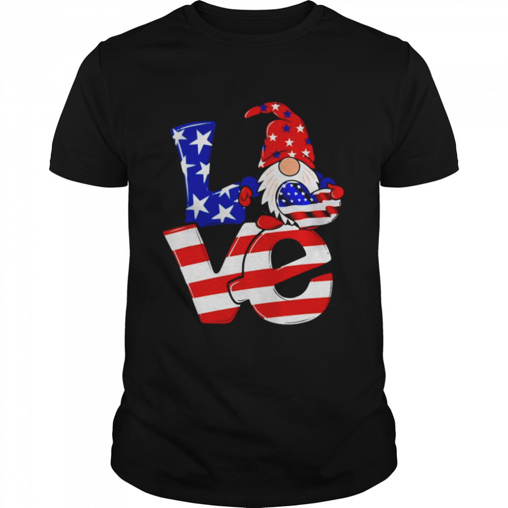 Love Gnome USA Flag 4th of July  Classic Men's T-shirt
