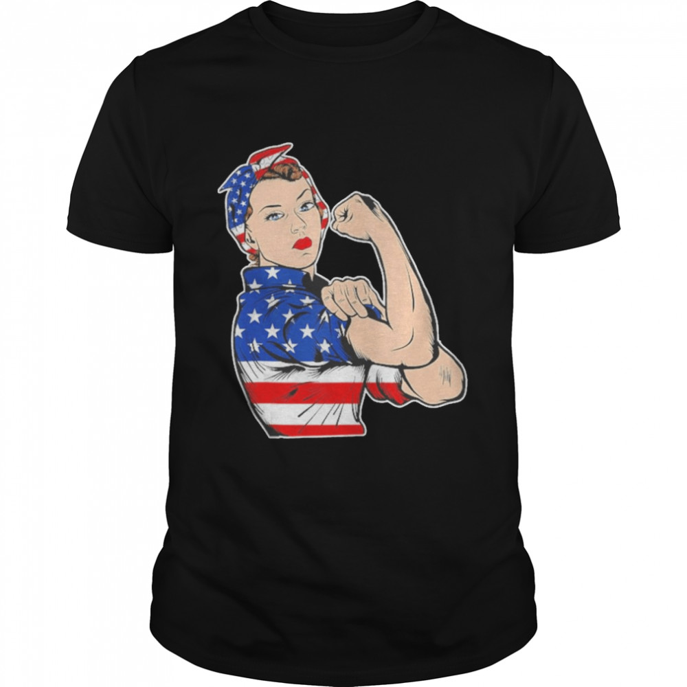 Rosie The Riveter Bandana Feminist Usa Flag 4Th Of July Shirt