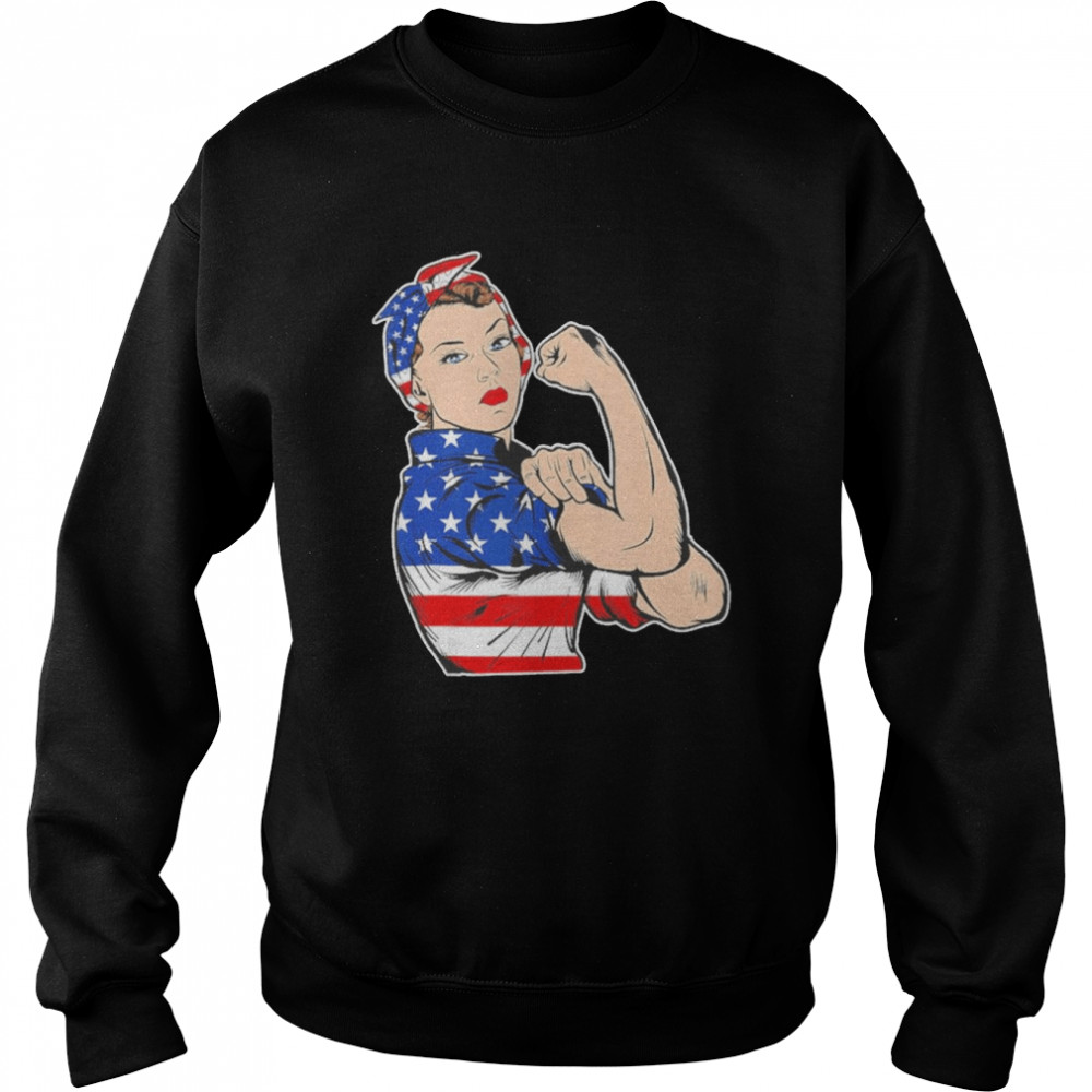 Rosie The Riveter Bandana Feminist Usa Flag 4Th Of July  Unisex Sweatshirt