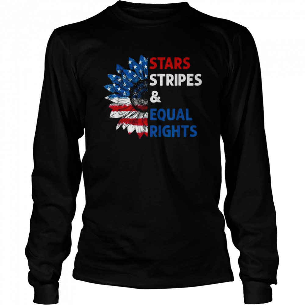 Sunflower feminist stars stripes equal rights American flag shirt Long Sleeved T-shirt
