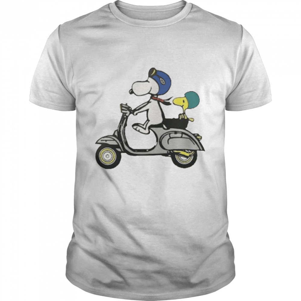 Snoopy and Woodstock on a Vespa t-shirt
