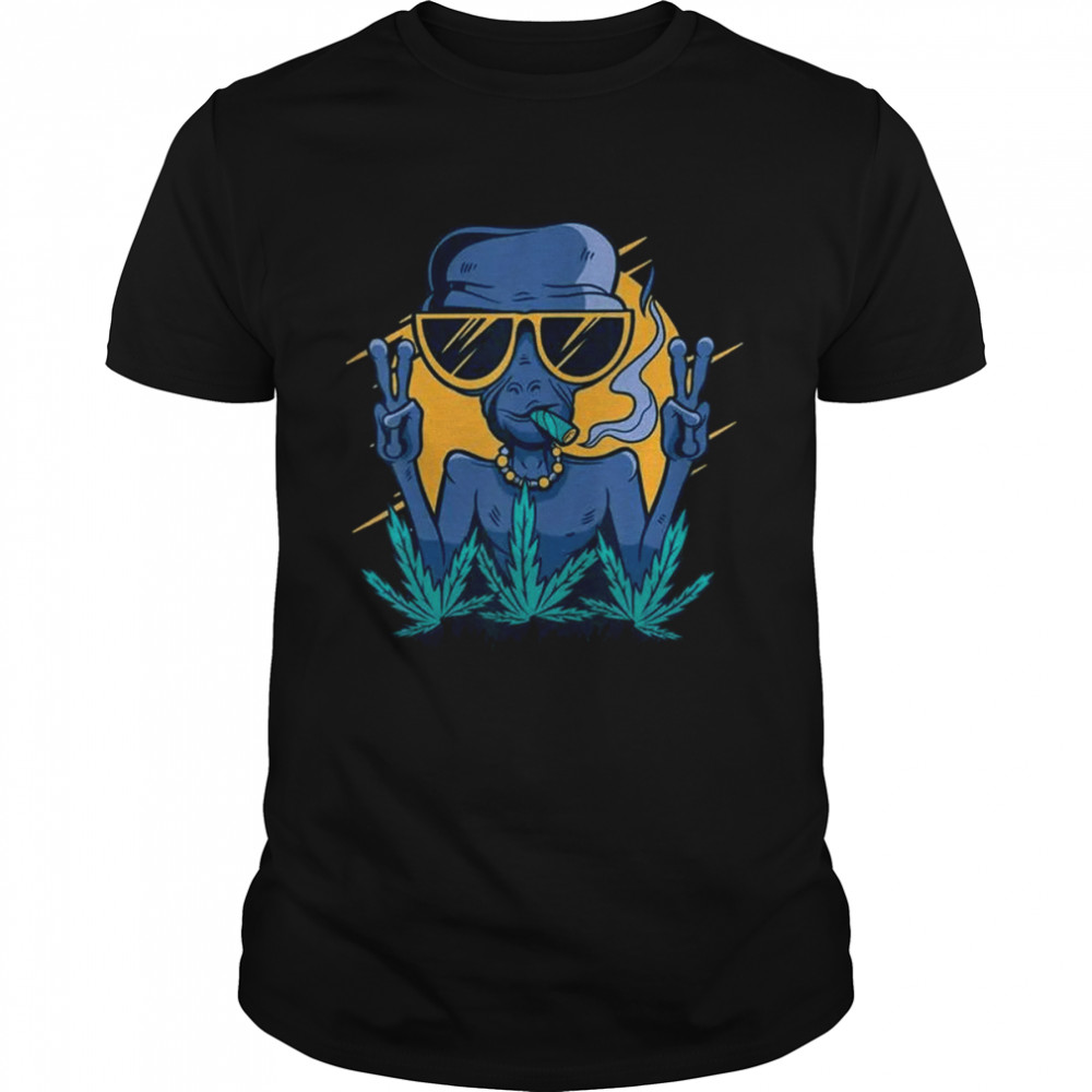 Alien Weed Cannabis Marijuana Smoking Shirts