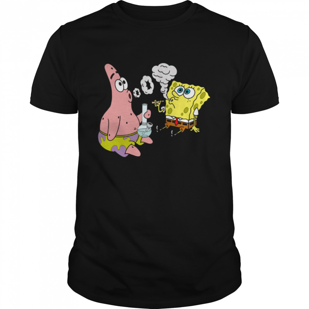 Spongebob and Patrick Smoking Weed Cannabis Cartoon Art Shirts