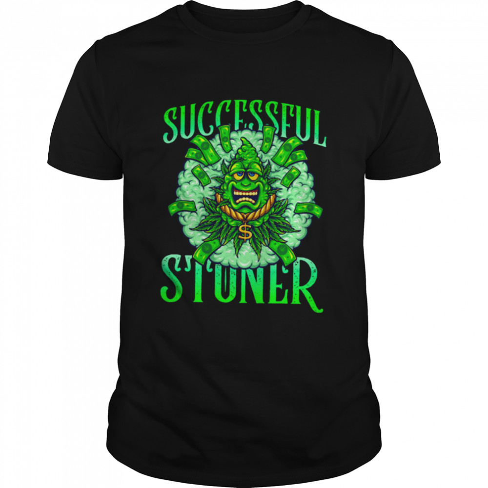 Successful Stoner -Blinged Out Cartoon Bud Surrounded by Money and Smoke Shirts