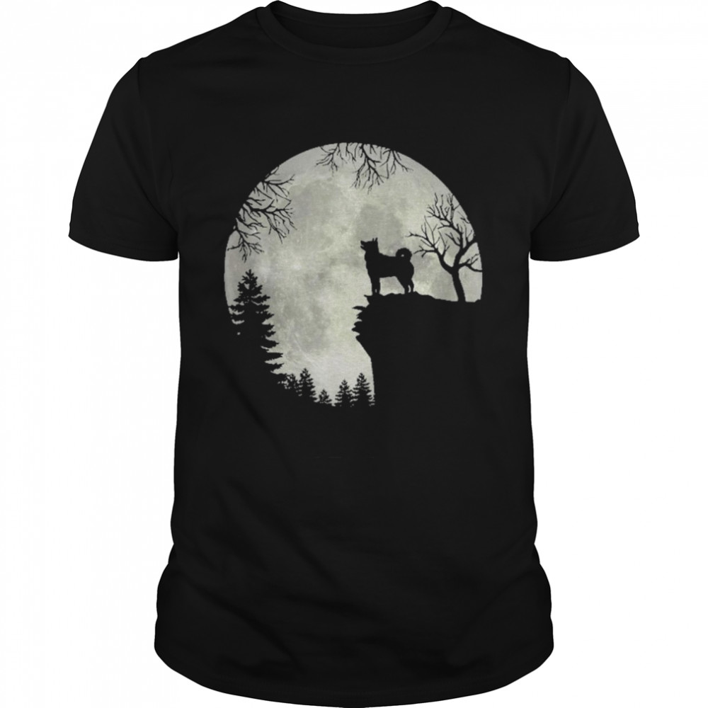 Norwegian Elkhound And Moon Halloween  Classic Men's T-shirt