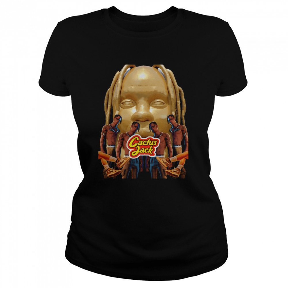 Travis Scott Cactus Jack Gold Big Face Unisex T-shirt 