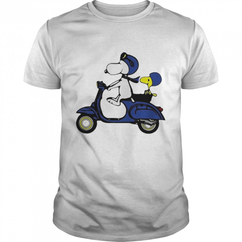 Snoopy and woodstock riding a motorcycle shirt