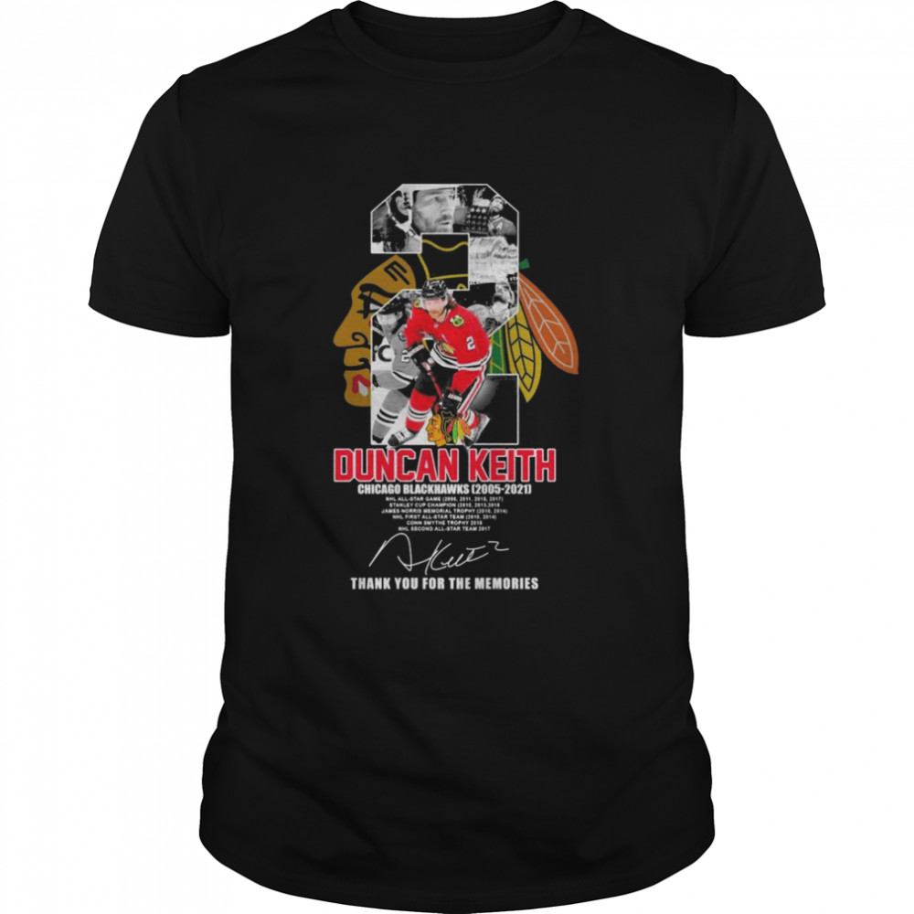 02 Duncan Keith Chicago Blackhawks 2015-2021 Thank You For The Memories Signatures Shirt