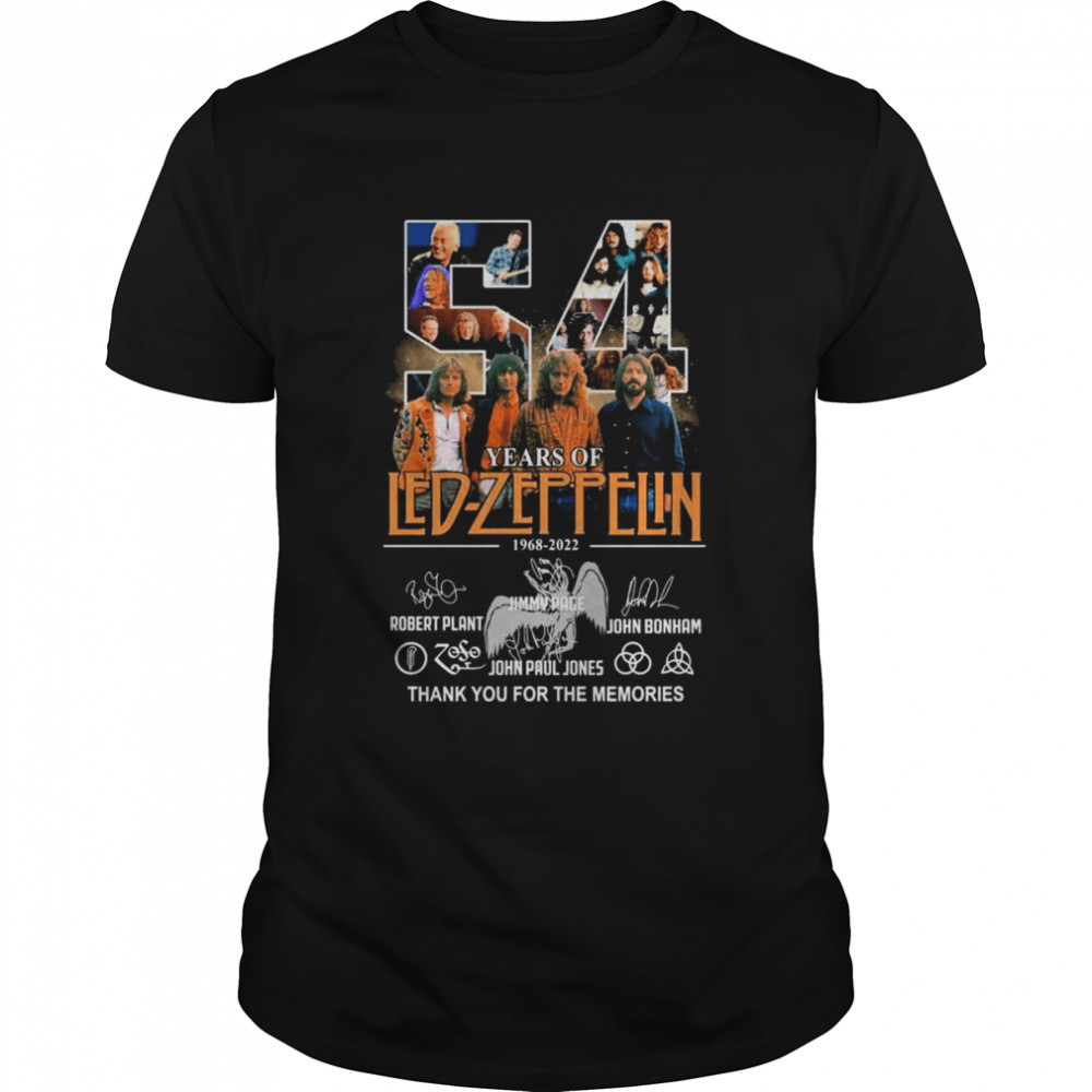1968-2022 54 Years Of The Led-zeppelin Thank You For The Memories Signatures Shirt