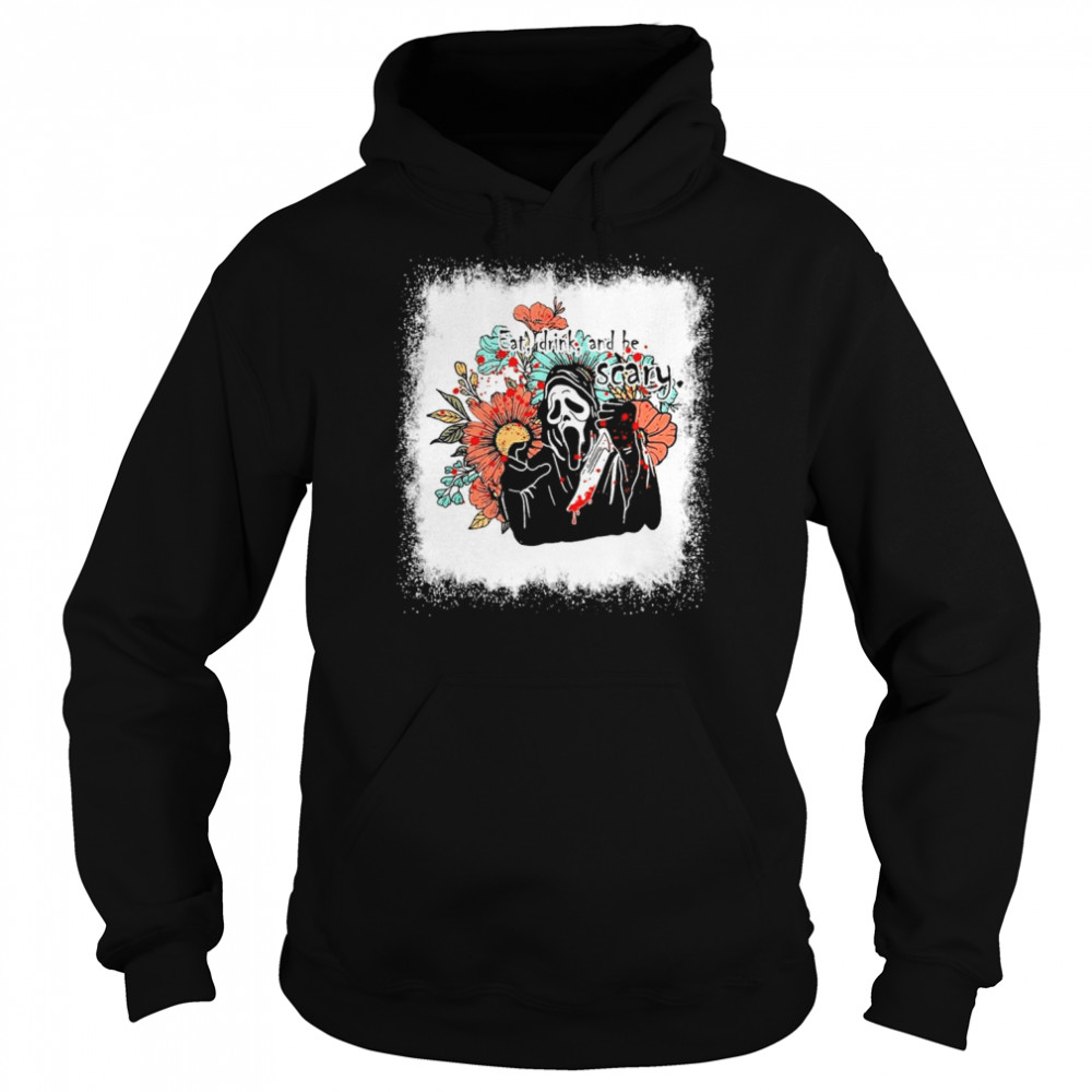 Bleached Eat Drink And Be Scary Screaming Ghost Halloween Unisex Hoodie