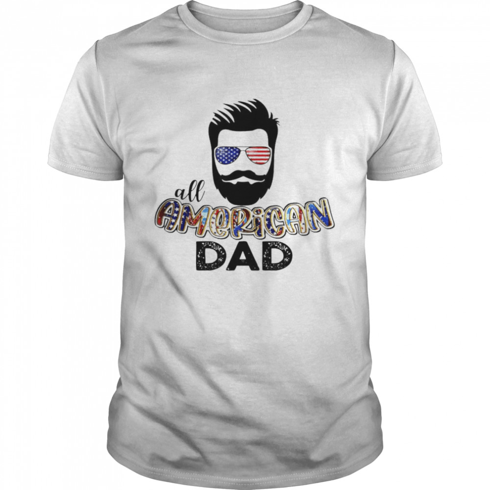 All American Dad Wear Glasses American Flag  Classic Men's T-shirt