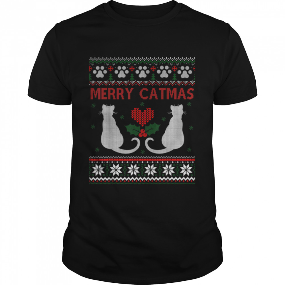 Funny Merry Catmas Ugly Christmas Sweater T-Shirt B081NR6VQF