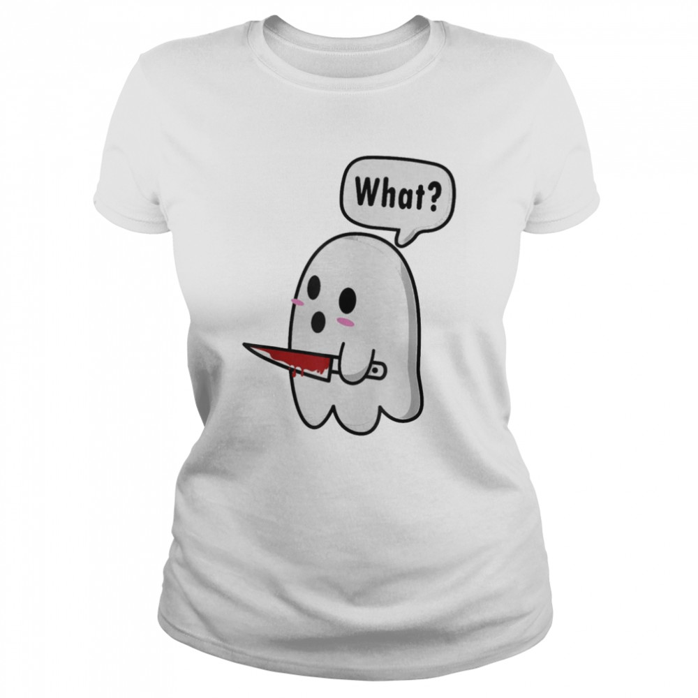 Murderous Kawaii Ghost with Knife Halloween T- Classic Women's T-shirt