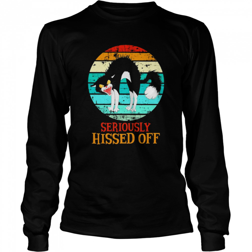 Black Cat Seriously hissed off retro vintage shirt Long Sleeved T-shirt