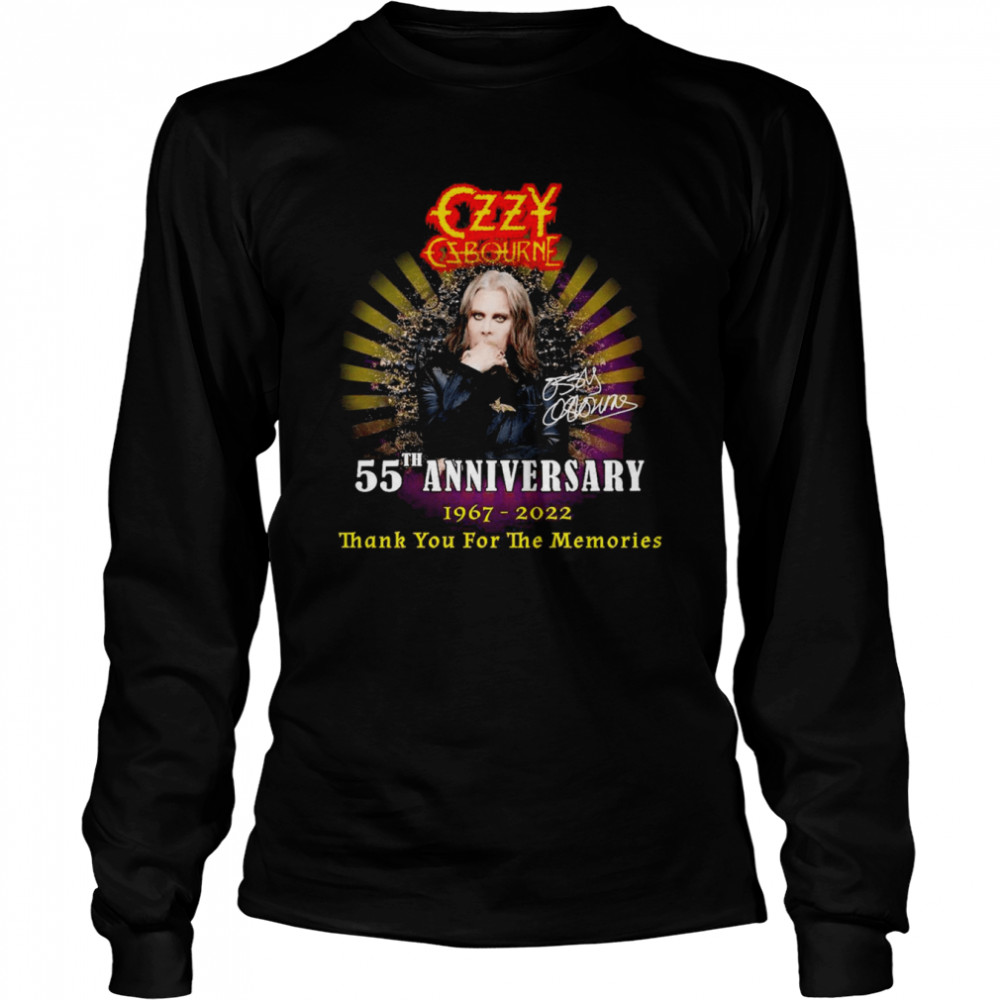 Ozzy Osbourne Signature 55th Anniversary 1967-2022 Thank You For The Memories  Long Sleeved T-shirt