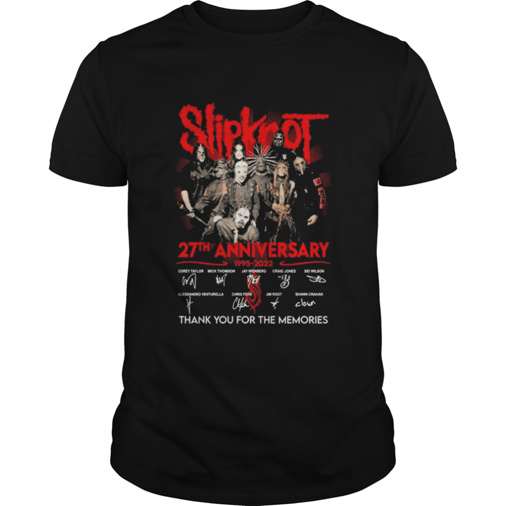 1995-2022 27th Anniversary Slipknot Thank You For The Memories Signatures  Classic Men's T-shirt
