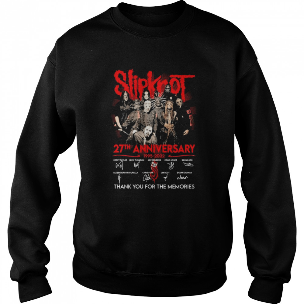 1995-2022 27th Anniversary Slipknot Thank You For The Memories Signatures  Unisex Sweatshirt