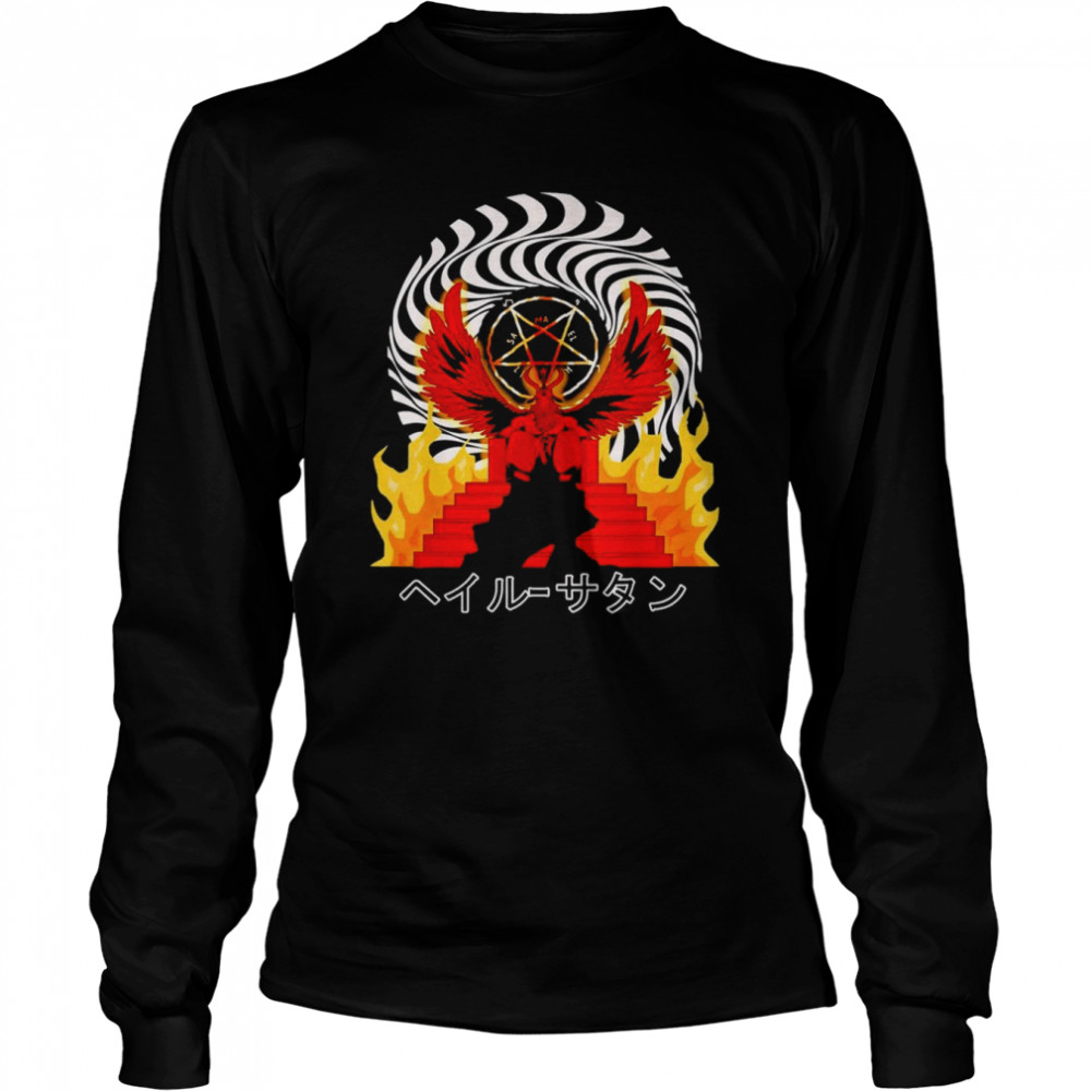 Baphomet Occult Hail Satan Pentagram Satanic 666 T- Long Sleeved T-shirt