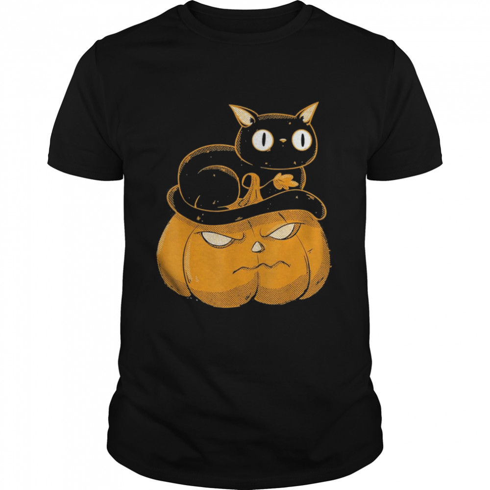 Pumpkin and Black Cat Halloween Kitty Costume T- Classic Men's T-shirt