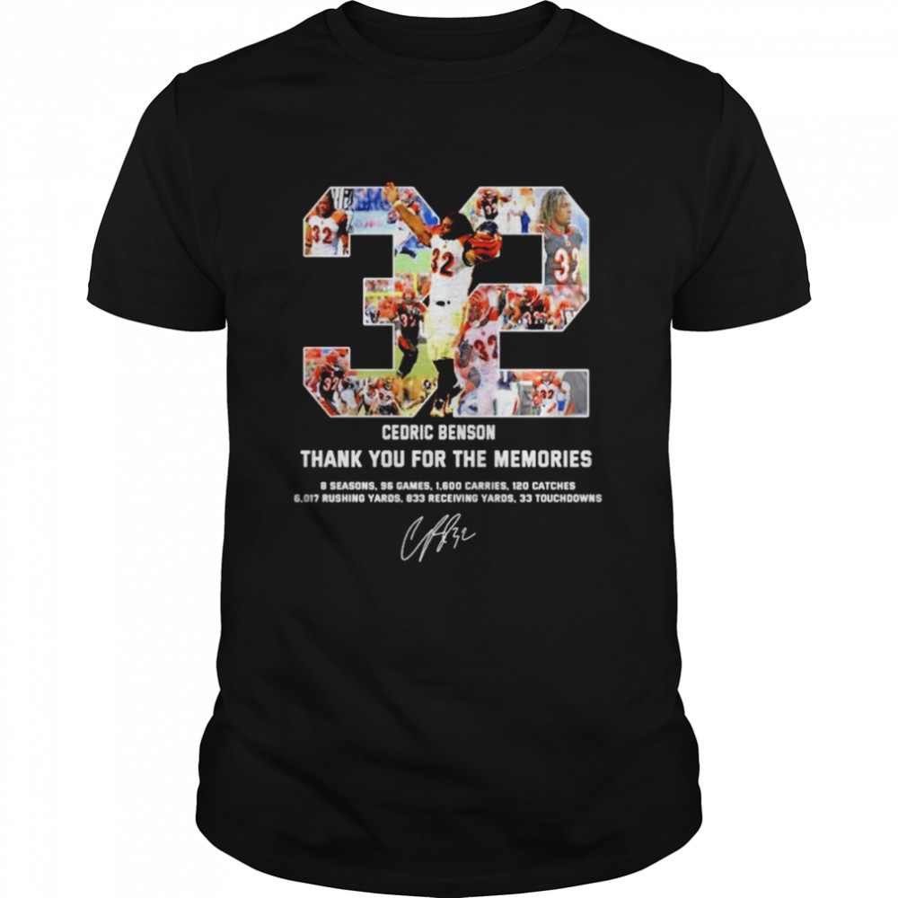 Cedric Benson 32 thank you for the memories signture shirt