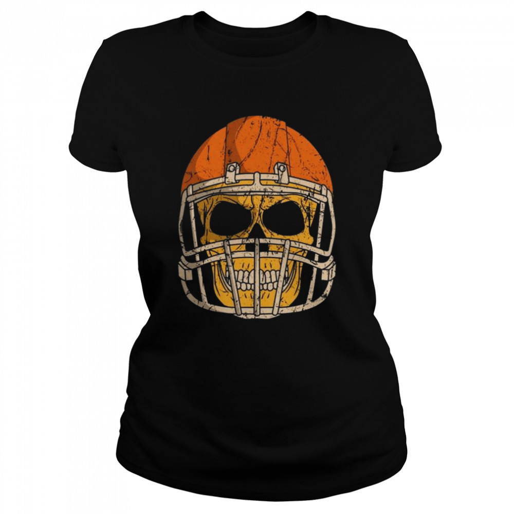 Football player skull trick or treat halloween shirt Classic Women's T-shirt