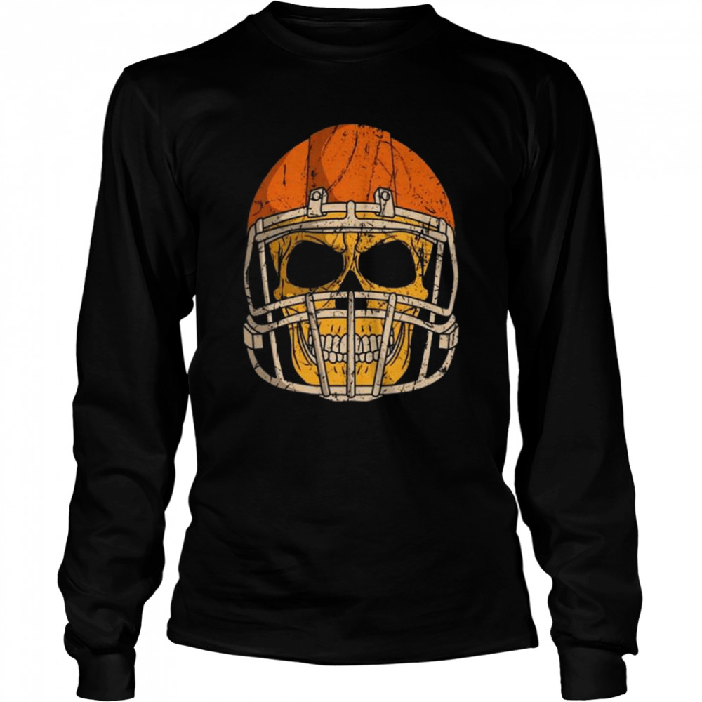 Football player skull trick or treat halloween shirt Long Sleeved T-shirt