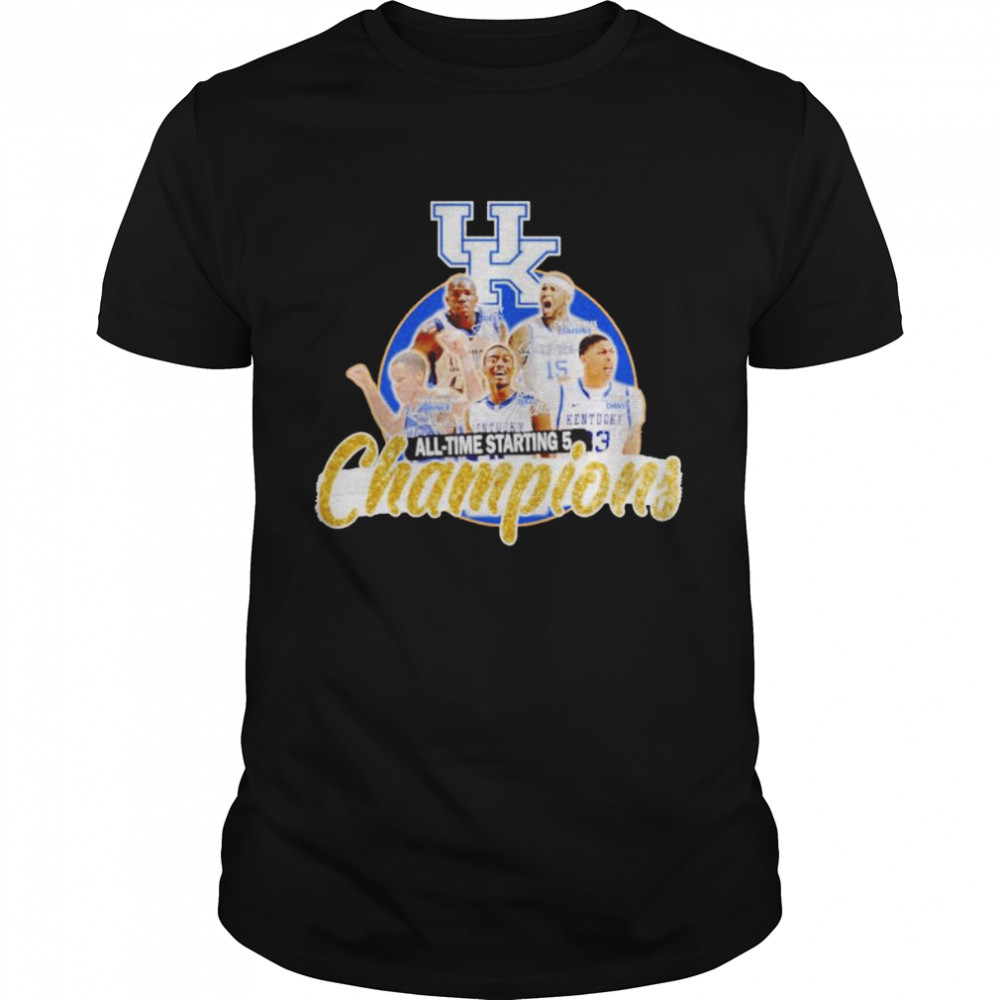 Kentucky Wildcats all-time starting 5 champions signatures shirt