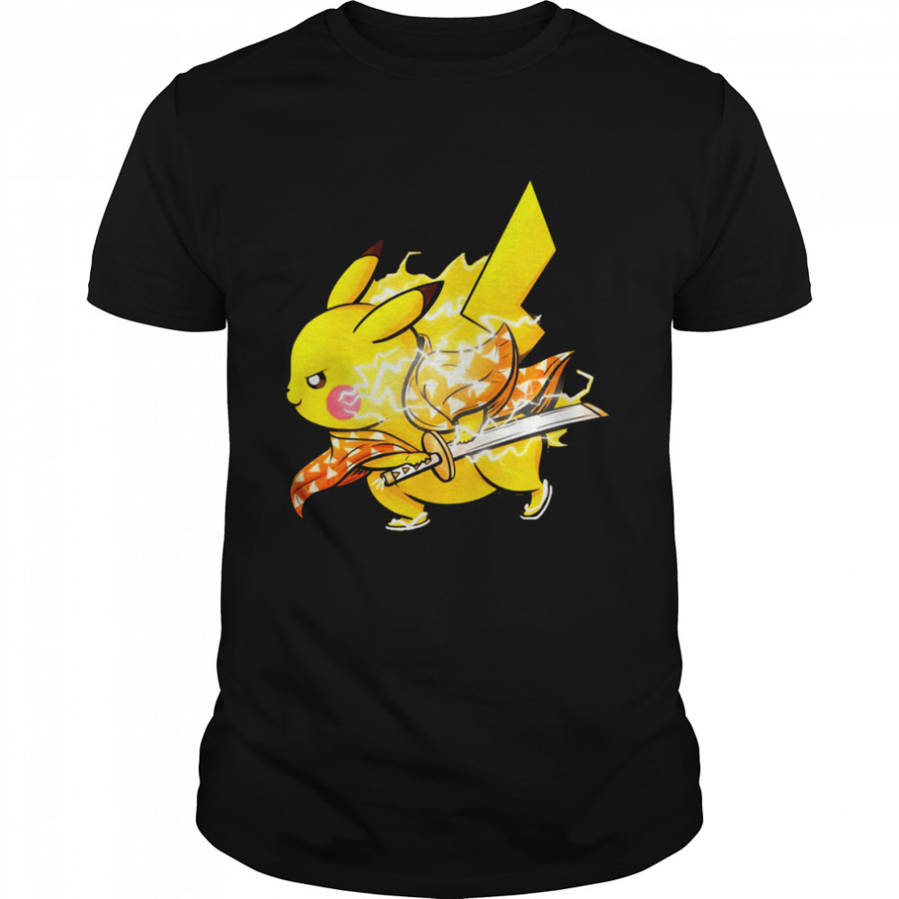 Swordsman Lightning Breathing Pikachu Demon Slayer shirt