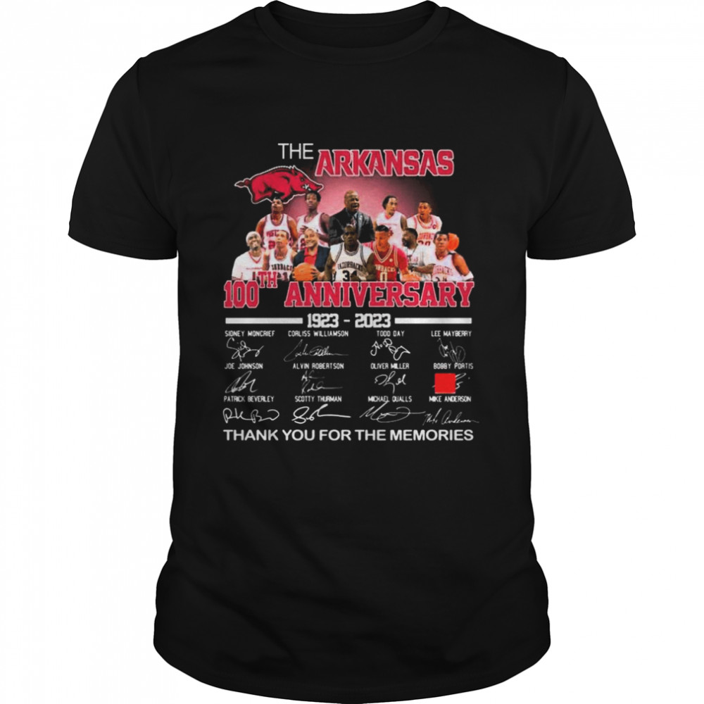 100th anniversary 1923-2023 The Arkansas thank you for the memories signatures shirt