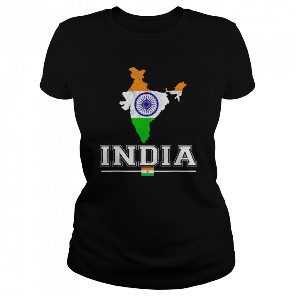 Flag Souvenir Indian Map Distressed India  Classic Women's T-shirt