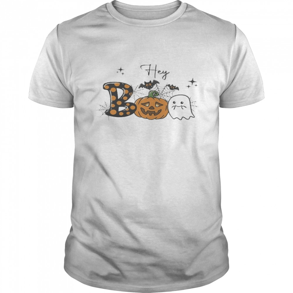 Hey boo cute ghost pumpkin Halloween shirt