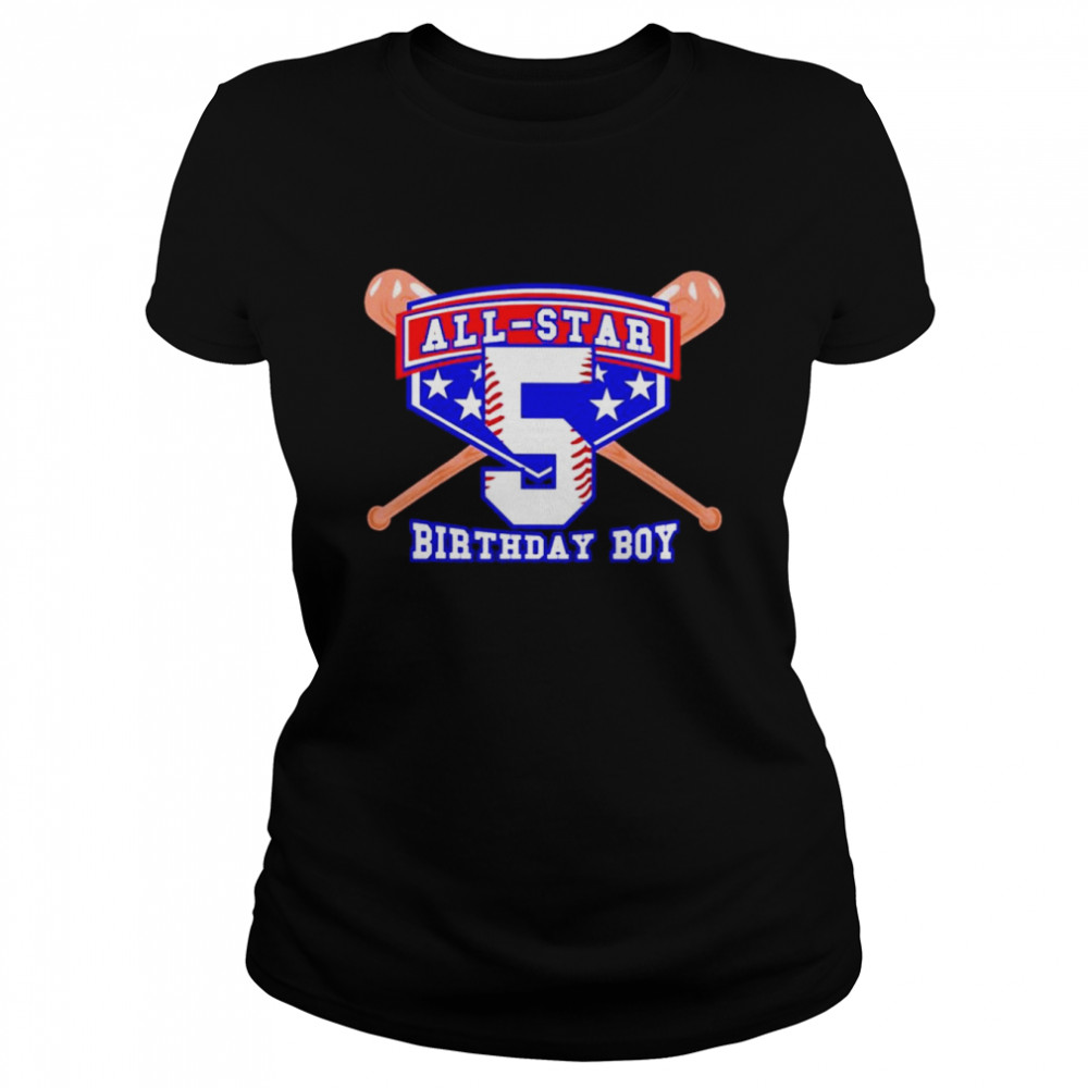Kids all star baseball 5 year old birthday boy shirt Classic Women's T-shirt
