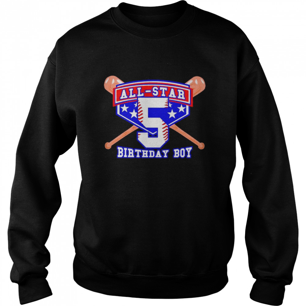 Kids all star baseball 5 year old birthday boy shirt Unisex Sweatshirt