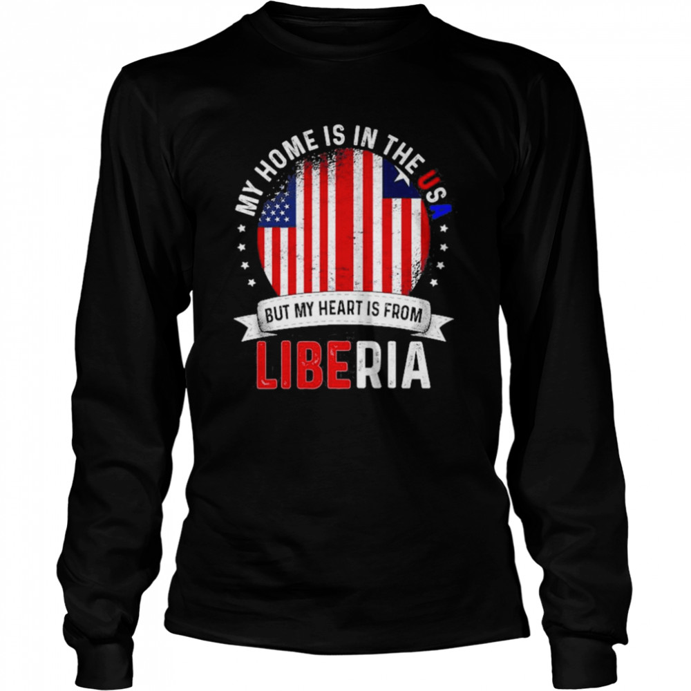 Liberian American Patriot Heart Is From Liberia Flag  Long Sleeved T-shirt
