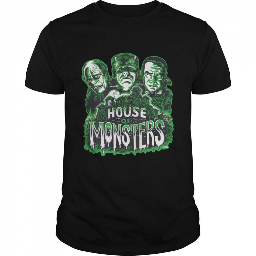 House of Monsters Spooky Halloween Green shirt Classic Men's T-shirt