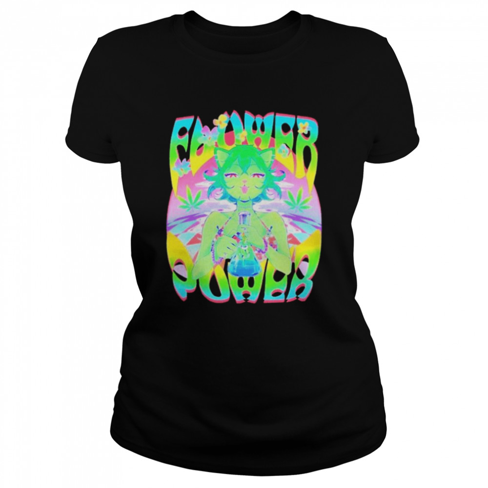 Weed cat flower power shirt Classic Women's T-shirt