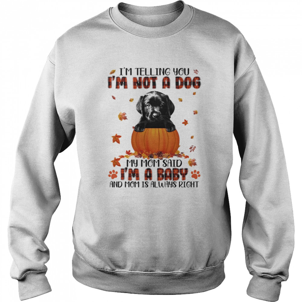 Autumn Baby Black Labrador Pup Halloween I’m Telling You I’m Not A Dog My Mom Said I’m A Baby And Mom Is Always Right  Unisex Sweatshirt