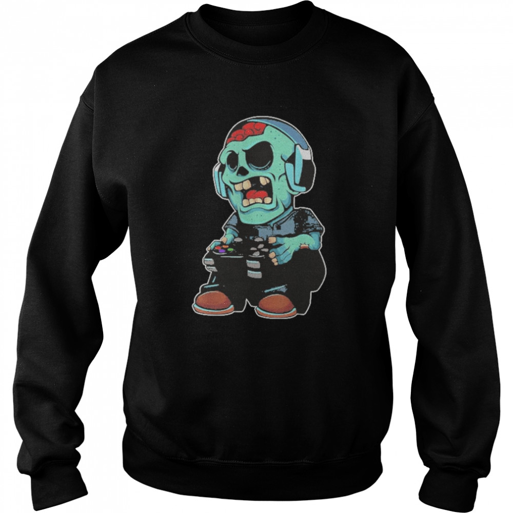 Gamer Zombie Lazy Halloween Costume Cool Video-game Gaming T- Unisex Sweatshirt