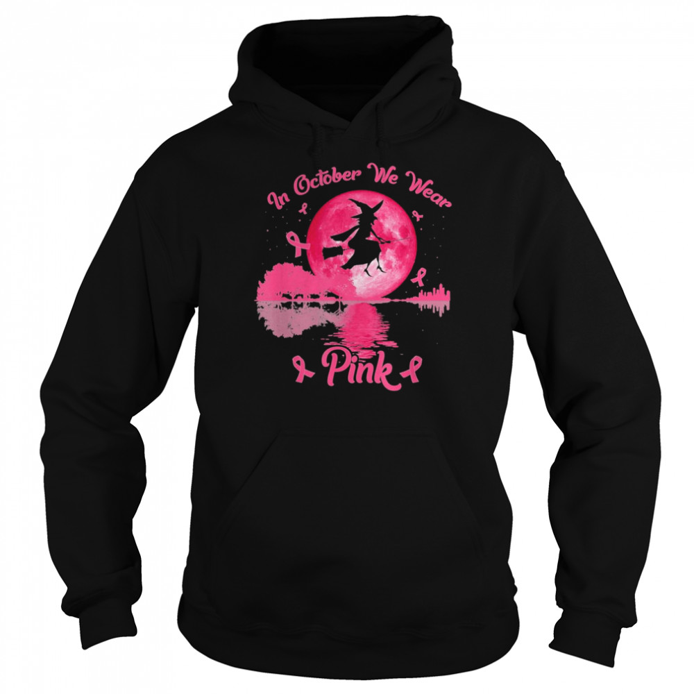 Witches In October We Wear Pink Autumn Fall Breast Cancer Essential T- Unisex Hoodie