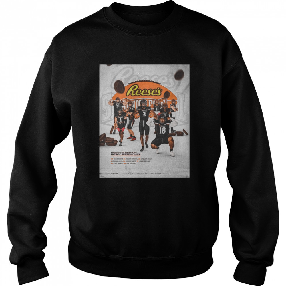 Cincinnati Bearcats Reese’s Senior Bowl Watch List shirt 3 Cincinnati Bearcats Reese’s Senior Bowl Watch List shirt Unisex Sweatshirt
